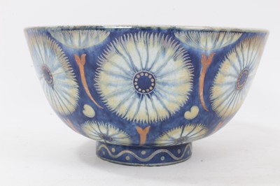 Lot 128 - William de Morgan lustre bowl decorated with flower-head motifs, 1888-1907 blue period