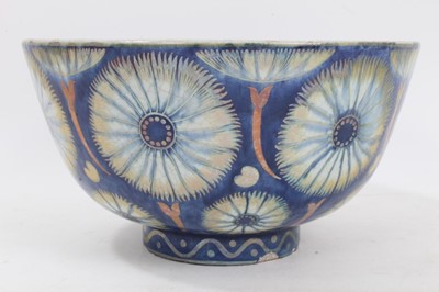 Lot 128 - William de Morgan lustre bowl decorated with flower-head motifs, 1888-1907 blue period