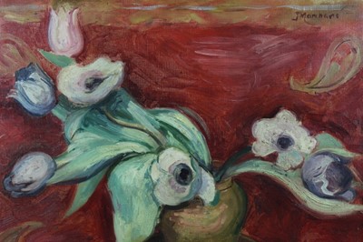 Lot 690 - Jean Marchand oil on canvas - still life, signed, in gilt frame