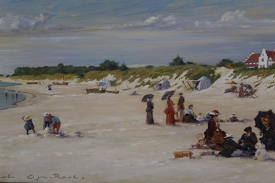 Lot 659 - Oliver Raab (b 1955) oil on panel beach scene