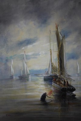 Lot 656 - Thomas Westcott (1863-1924) pair of oils on canvas 'Sunset' and 'Sunrise'