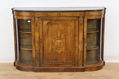 Lot 903 - Victorian walnut inlaid bowfront credenza