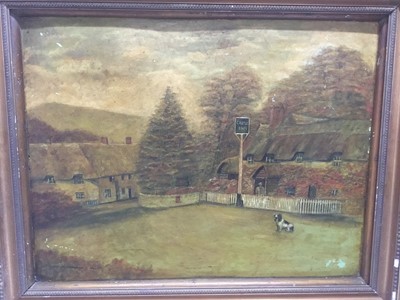 Lot 98 - Oil of board of the Castle Inn