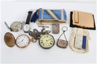 Lot 3365 - Silver cased pocket watch with silver Albert...