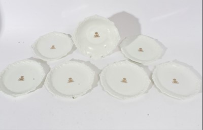 Lot 57 - Set of seven late 19th century Cauldon porcelain dessert plates  with gilt Victorian crowned RA cipher