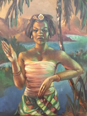Lot 99 - Rudolf Haybrook (b. 1898) oil on canvas, portrait of a woman. named Tia Pau