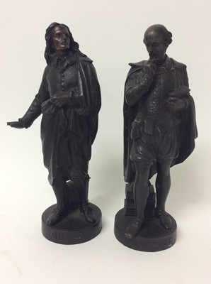 Lot 444 - Pair of 19th century bronzed figures of Milton and Shakespeare