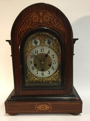 Lot 547 - Edwardian chiming mantel clock in inlaid rosewood case