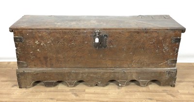 Lot 896 - 17th / 18th century metal bound walnut cassone