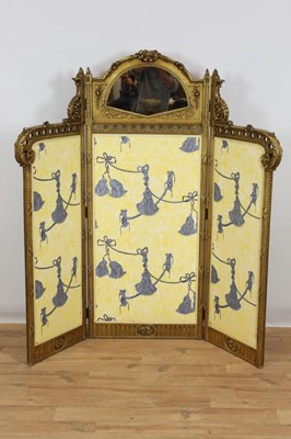 Lot 830 - 19th century style gilt three fold screen