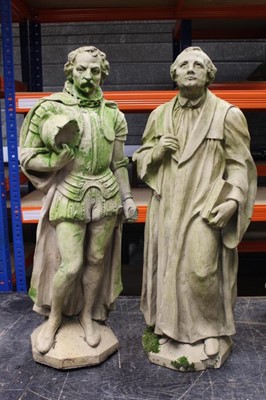Lot 849 - Pair of late 19th / early 20th century ceramic niche figures of historic notables