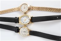 Lot 3366 - Ladies' gold (9ct) Regency wristwatch on gold...