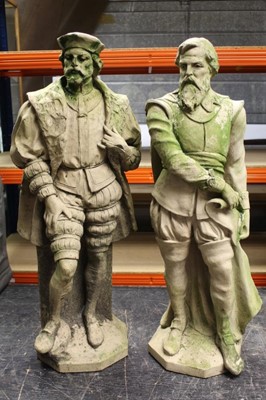 Lot 851 - Pair of late 19th / early 20th century ceramic niche figures of historic notables