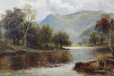 Lot 569 - Ernest Charles Welbourne 1872-1927, oil on canvas, a mountainous river landscape, signed, in original frame, 30 x 50cm