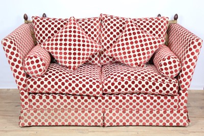 Lot 911 - Good quality Knole style sofa upholstered in Jane Churchill polka dot fabric