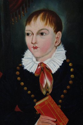 Lot 644 - 19th century naive portrait of boy
