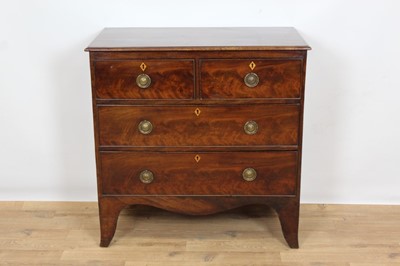 Lot 865 - Regency mahogany chest of drawers, with two short over three long drawers on bracket feet, 195cm wide x 48cm deep x 96cm high