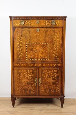 Lot 950 - Early 19th century Dutch marquetry secretaire a abattant