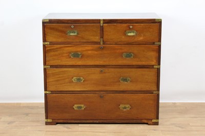 Lot 913 - Victorian mahogany and brass bound military secretarie chest