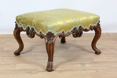 Lot 953 - 19th century mahogany stool with Gainsborough silk upholstery