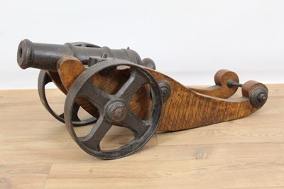 Lot 955 - 19th century iron signalling cannon on carriage