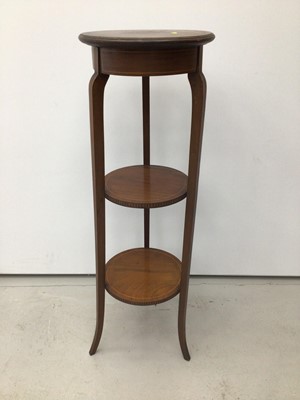 Lot 48 - Edwardian inlaid mahogany three tier plant stand