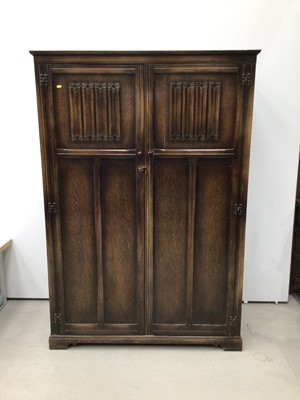 Lot 82 - Mid 20th century linen fold bedroom suite