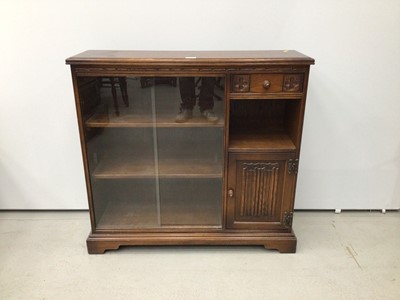 Lot 83 - Old charm oak linen fold dispaly cabinet