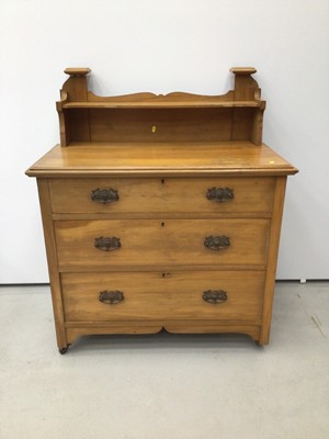 Lot 50 - Art. Nouveau satinwood dressing chest of three long drawers with ledge back