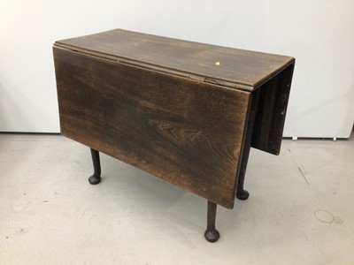 Lot 76 - 18th century oak drop leaf side  table on pad feet, together with a Victorian oak centre table