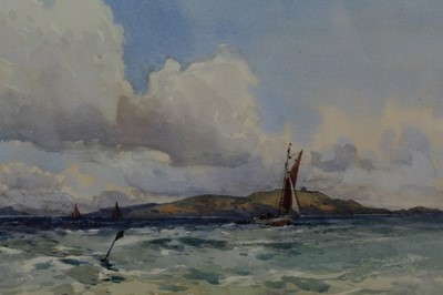 Lot 585 - Albert George Strange (1855-1917) watercolour - Lobster Fishers, Sound of Jura, Scotland, signed, in glazed gilt frame, 20cm x 26cm