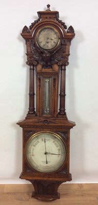 Lot 545 - Ornate Victorian Short & Mason oak cased aneroid barometer