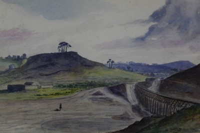 Lot 588 - A group of nine assorted 19th century watercolours to include Arthur Meadows, Dover Harbour, Lilian Russell, rural cottage, decorative landscapes and a view of Thornhill Hollow, Aldershot, each in...