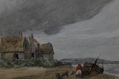 Lot 589 - Group of four 19th century English School watercolours to include a view of Sandown Bay and East Anglian coastal views, each in glazed gilt frame