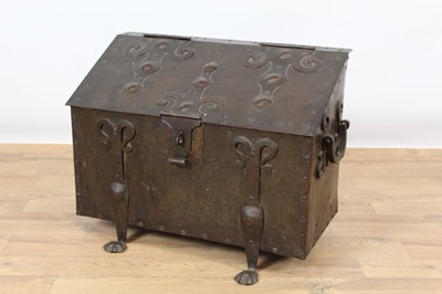 Lot 972 - Mediaeval revival wrought iron log box
