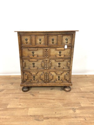 Lot 898 - Charles II style oak geometric chest of small size