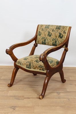 Lot 739 - Victorian walnut metamorphic prayer chair, X- frame form, folding to become a kneeler