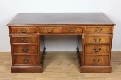 Lot 909 - Victorian style mahogany twin pedestal desk