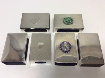Lot 145 - George VI silver match box cover of conventional form, with engine turned decoration (London 1939), together with five other silver match box covers (various dates and makers) all at approximately...