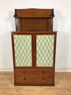 Lot 978 - Regency mahogany and boxwood line inlaid pier cabinet