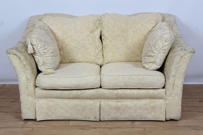 Lot 987 - Modern camel back upholstered settee