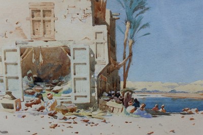 Lot 683 - Augustus Osborne Lamplough (1877-1930) pair of watercolours - Views on The Nile, signed, in glazed gilt frames, 22cm x 31cm