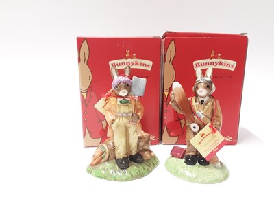 Lot 115 - Royal Doulton Bunnykins World War II Collection Land Girl DB372 & Pilot DB369, boxed