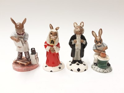 Lot 108 - Royal Doulton Bunnykins Collectors Club Judge DB188, Lawyer DB214, Vicar DB254, Choir Singer DB223, Mould Maker DB460 68/500, Master Potter DB131, Paintress DB465 19/500 & Saggar Maker DB423 17/500...