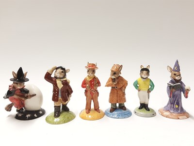Lot 113 - Royal Doulton Bunnykins Limited Edition Airman DB199 issued 5000, Cowboy DB201 1129/2500, Wizard DB168 144/2000, Detective DB193 1646/2500, Jockey DB169 1372/2000 & Trick or Treat DB162 issued 1500...