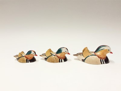 Lot 194 - Set of three Beswick Peter Scott Mandarin Ducks  1591-1, 1591-2 and 1591-3, all boxed