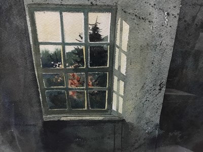 Lot 694 - George Gansworth (American, 20th century), watercolour - Window at Alverthorpe, signed, in glazed frame, 24cm x 33cm