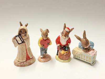 Lot 98 - Royal Doulton Bunnykins Sweetheart DB130, Halloween DB132, Christmas Surprise DB146, Santa DB17, Easter Greetings Db149, Harry DB73Sands of Time DB229, New Baby DB158, 60th Anniversary DB137, Sailo...