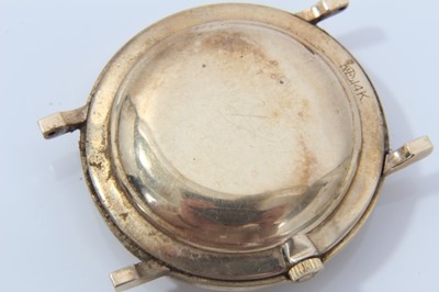 Lot 353 - 1960s gentlemen's 14K gold Longines wristwatch wit manual wind movement, circular dial with applied gold baton hour markers, central seconds and gold hands, the gold bezel with engine turned decora...