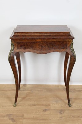 Lot 1005 - 19th century French walnut and kingwood  table with removable rectangular top, shaped frieze and cabriole legs with gilt brass mounts, 64cm wide x 41cm deep x 78cm high